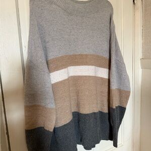 Striped Sweater in Gray and Tan